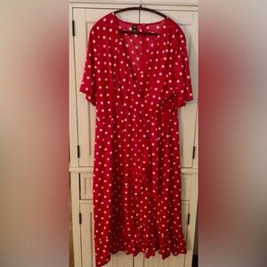 SHEIN Red and White Polka Dot Dress
